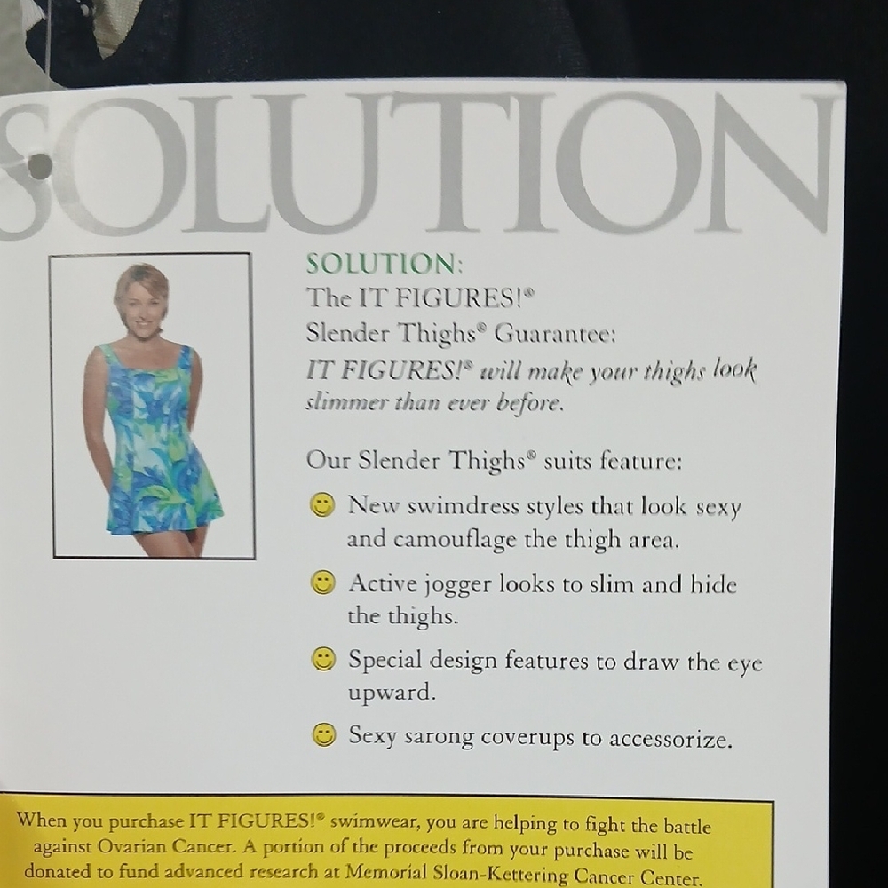 It Figures Black and Yellow Patterned swim dress 22w - Picture 6 of 6